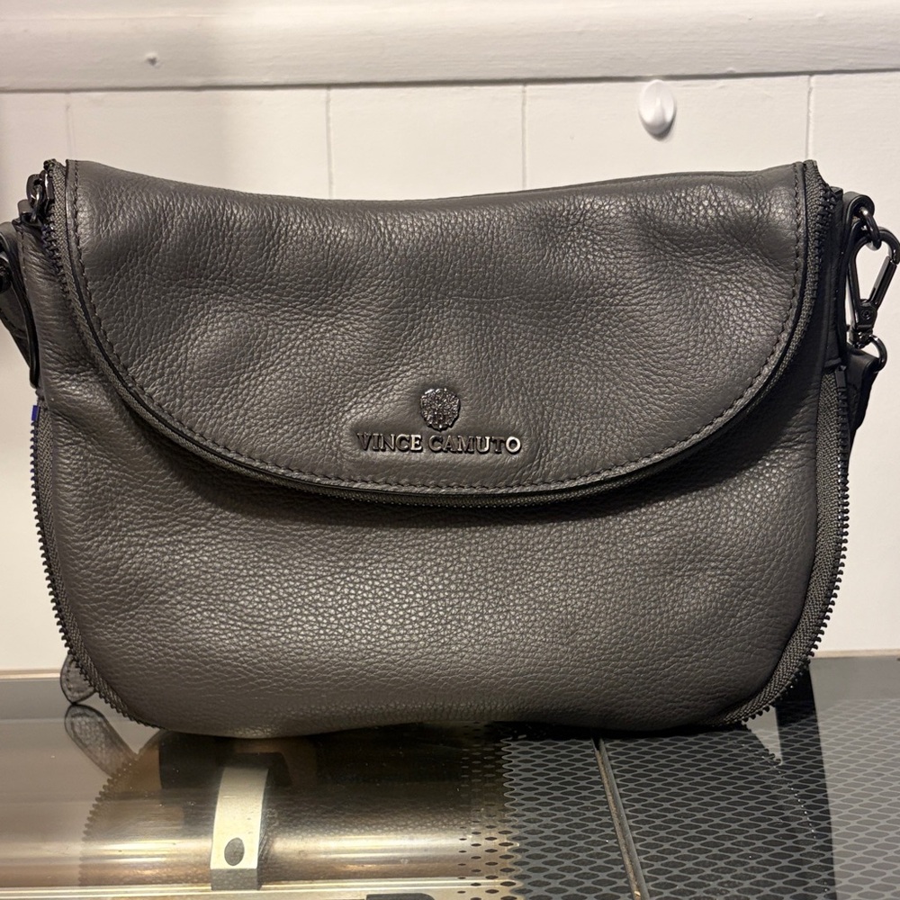 Vince Camuto Charcoal Leather Shoulder Bag
